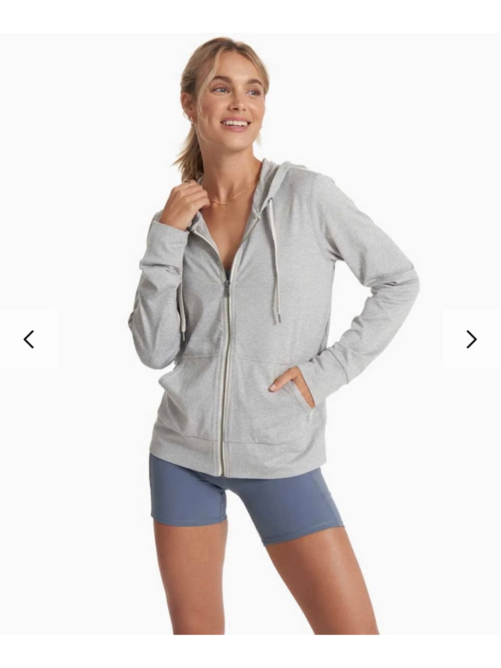 Women's Vuori Halo Performance Zip-Up Hoodie Sweatshirt Grey Size S